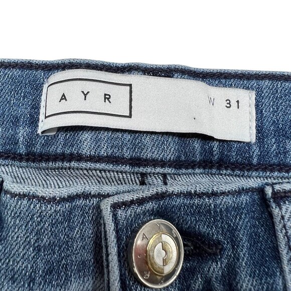 Ayr The Bomb Pop Straight Leg Distressed Raw Hem Jeans Size 31 - Picture 6 of 7